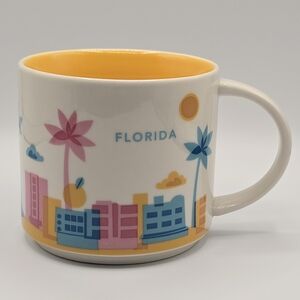 Starbucks You Are Here Collection Florida Mug 14 oz Yellow Interior 2015
